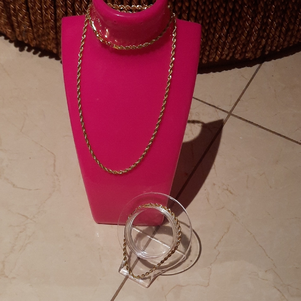 Young Adult Tween Gold Rope Chain Set. 19" & 7.75"